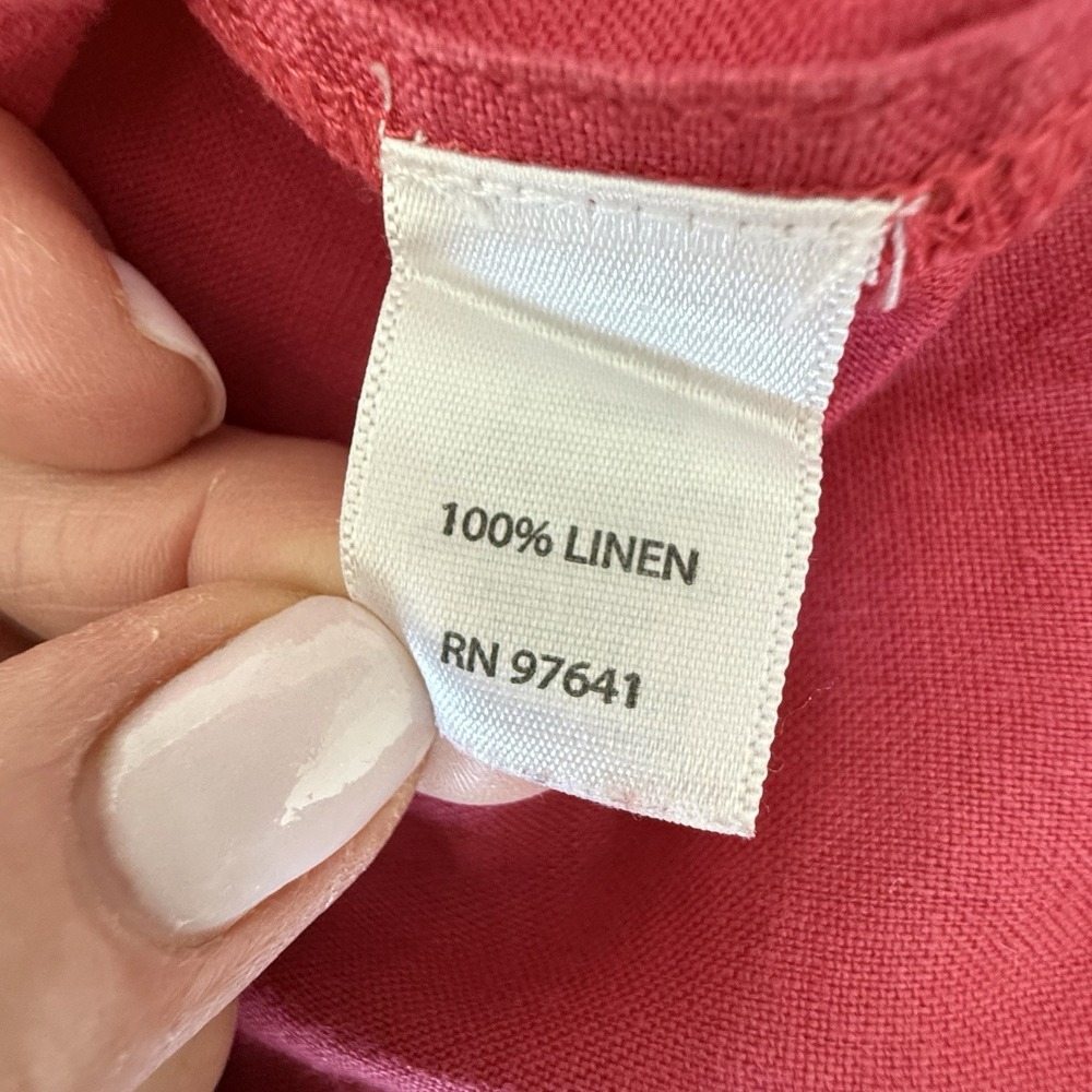 JJill 100% Linen Shirt Woman S Feminine Coastal Beach Euro Summer Vacay Pink - Picture 5 of 7